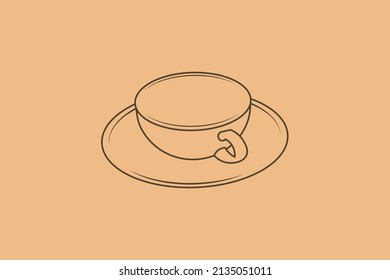 coffee cup icon vector line art design