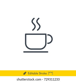 Coffee Cup Icon / Vector - In Line / Stroke Design with Editable Stroke