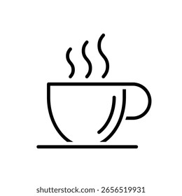 Icono de taza de café Vector. Estilo de contorno Símbolo blanco y negro