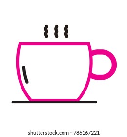 Coffee cup icon. Vector. Paradise pink icon on dark white background.