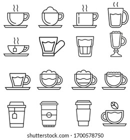 Coffee cup icon vector set. tea cup illustration sign collection.