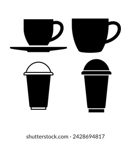 Coffee cup icon vector set. Tea cup illustration sign collection. Mocha symbol or logo isolated on white background.