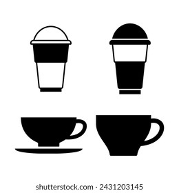 Kaffeetasse Icon Vektor-Set. Teetasse Illustration Schildersammlung. Mokka-Symbol oder Logo isoliert auf weißem Hintergrund.