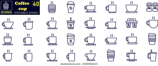Coffee cup icon vector set. Tea cup illustration sign collection.