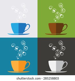 Coffee cup icon vector, set of Coffee cup icon on colorful background, illustration.