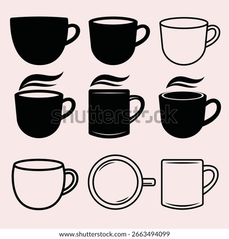Coffee cup icon vector set. Coffee cup logo vector illustration. Tea cup vector set	.