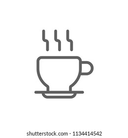 Coffee cup icon vector in thin line style isolated