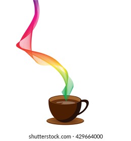 Coffee cup icon, vector.abstract wave