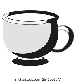 Coffee cup icon. Warm drink vessel. Gray beverage mug. Vector illustration.