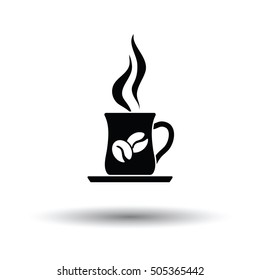 Coffee cup icon. White background with shadow design. Vector illustration.