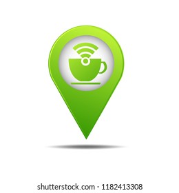 Coffee cup icon with WIFI symbol.