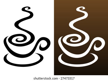 coffee cup icons in 2 colours