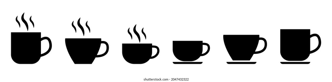 Coffee cup icons collection. Vector illustration isolated on white background