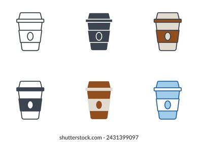 Coffee Cup icons with different styles. Disposable coffee cup symbol vector illustration isolated on white background