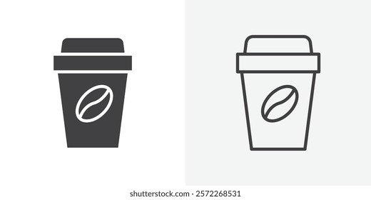 coffee cup icons. flat and line style set