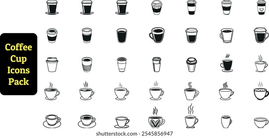 Coffee Cup Icons Pack, Silhouette Design