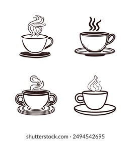 Coffee cup icons set. Collection of coffee cup vector icons.