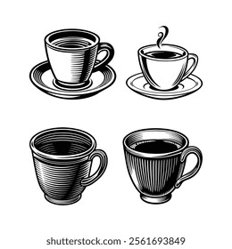 Coffee cup icons. Set of different coffee cup icons. 
