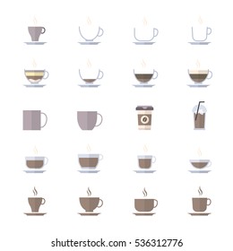 Coffee Cup Icons Set Of Drink