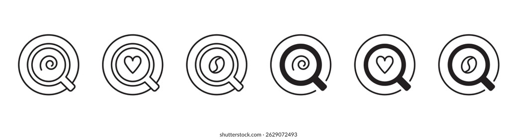 Coffee cup icons set isolated on transparent background. Coffee cup design. Love coffee vector illustration. Editable Stroke.