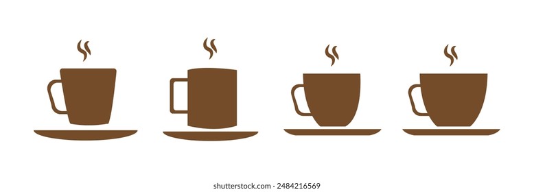 coffee cup icons set. cup a coffee sign and symbol
