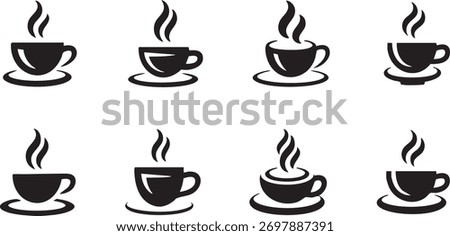 coffee cup icons set. cup a coffee sign and symbol