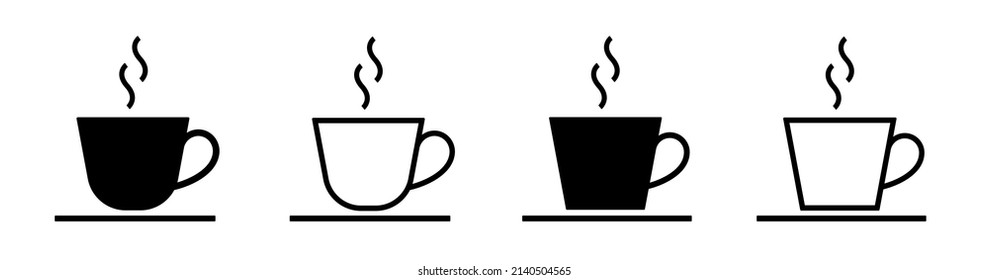 Coffee cup icons. Tea cup symbols. Hot drink signs. Vector