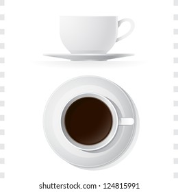 Coffee Cup Icons Top And Side View With White Background