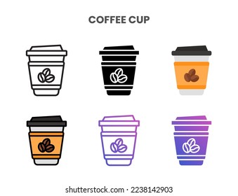 Coffee Cup icons vector illustration set line  flat  glyph  outline color gradient  Great for web  app  presentation   more  Editable stroke   pixel perfect 
