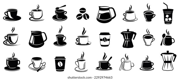 Coffee cup icons. Vector illustration