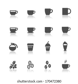 Coffee and Coffee cup Icons with White Background