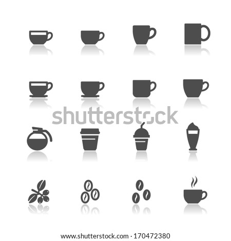 Coffee and Coffee cup Icons with White Background