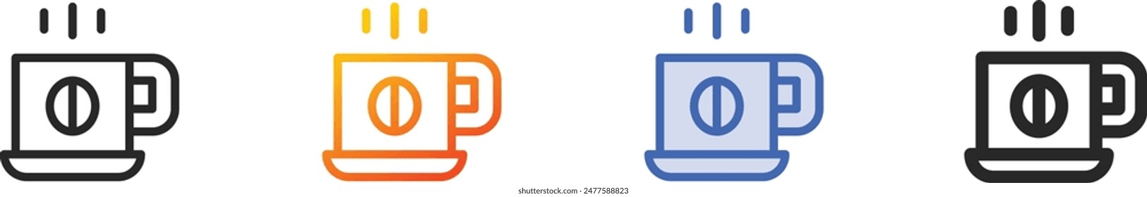 coffee cup icon.Thin Linear, Gradient, Blue Stroke and bold Style Design Isolated On White Background