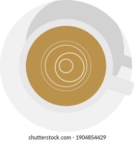 Coffee cup illustration from above with shadow effect 3d clipart graphic vector illustration isolated	
