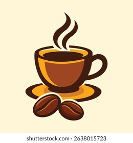 Coffee Cup Illustration with Beans