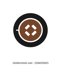 coffee cup illustration. an illustration of black coffee with rock sugar seen from the top view