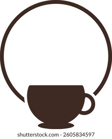 
Coffee cup illustration.
Brown logo.