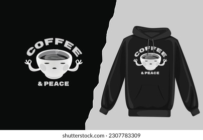 coffee cup illustration for clothing A Serene Graphic Illustration Symbolizing Harmony and Caffeine Delight.