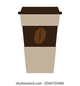Coffee cup illustration icon vector. Flat illustration of coffee cups and beans in a seamless pattern, perfect for coffee shop designs