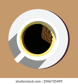 Coffee cup illustration icon vector. Flat illustration of coffee cups and beans in a seamless pattern, perfect for coffee shop designs