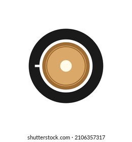 coffee cup illustration. an illustration of a coffee latte seen from the top view