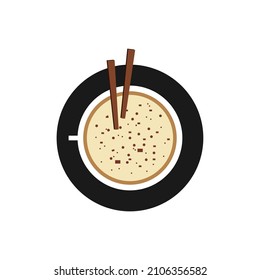 coffee cup illustration. an illustration of a coffee latte with several toppings seen from the top view