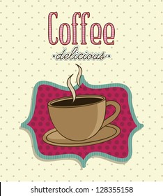 coffee cup illustration over beige background. vector