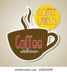 coffee cup illustration over brown background. vector