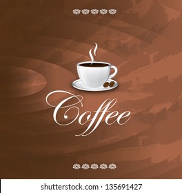 Coffee cup illustration over old background vector illustration