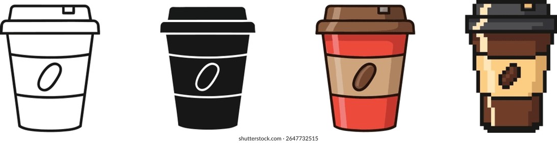 Kaffee Tasse Illustration Set in verschiedenen Stilen