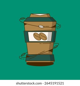 Coffee Cup Illustration: A sleek, modern illustration of a paper coffee cup with steam and coffee bean icon isolated on solid background.