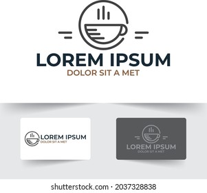 Coffee cup illustration template with outline style design isolated on white background.