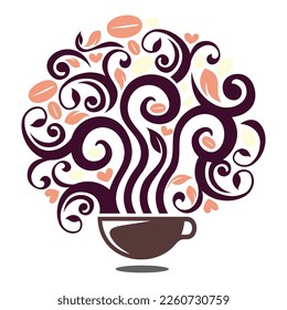 coffee cup illustration with coffee tree