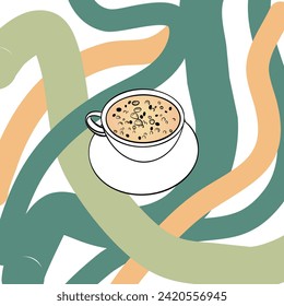 A coffee cup illustration vector with minimalist Style. The Illustration is suitable to use drink art background and coffee content media.